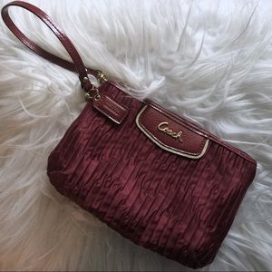 Wine/Gold Coach Wristlet